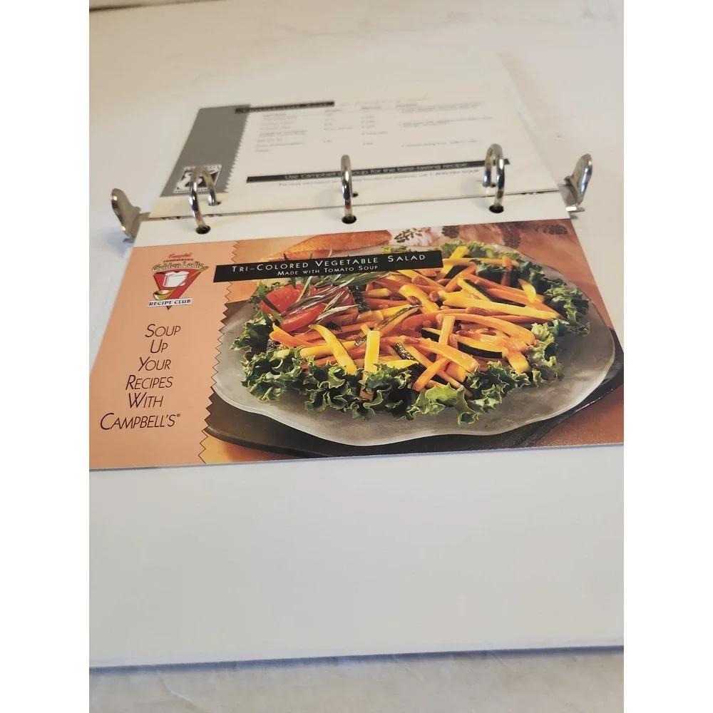 Vintage Campbell's Foodservice Golden Ladle Recipe Binder 1996 w/ 10 Bulk Cards